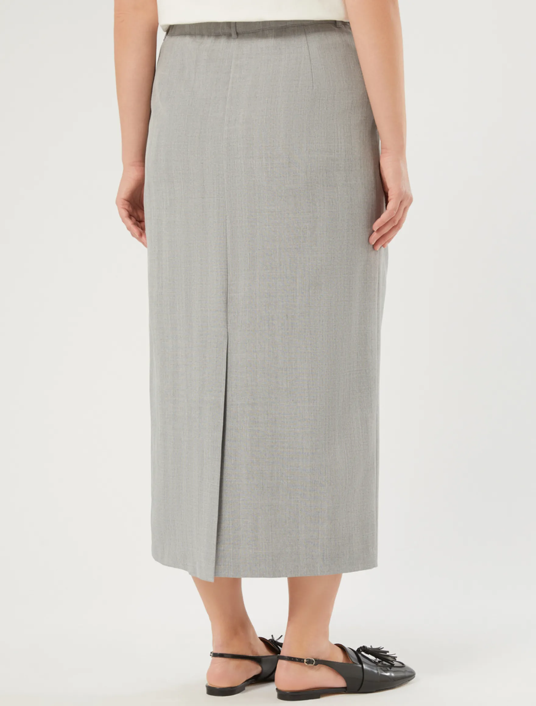 Gonna a tubino in twill - GRIGIO MEDIO