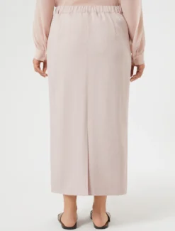 Gonna a tubino in twill - ROSA SFUMATO