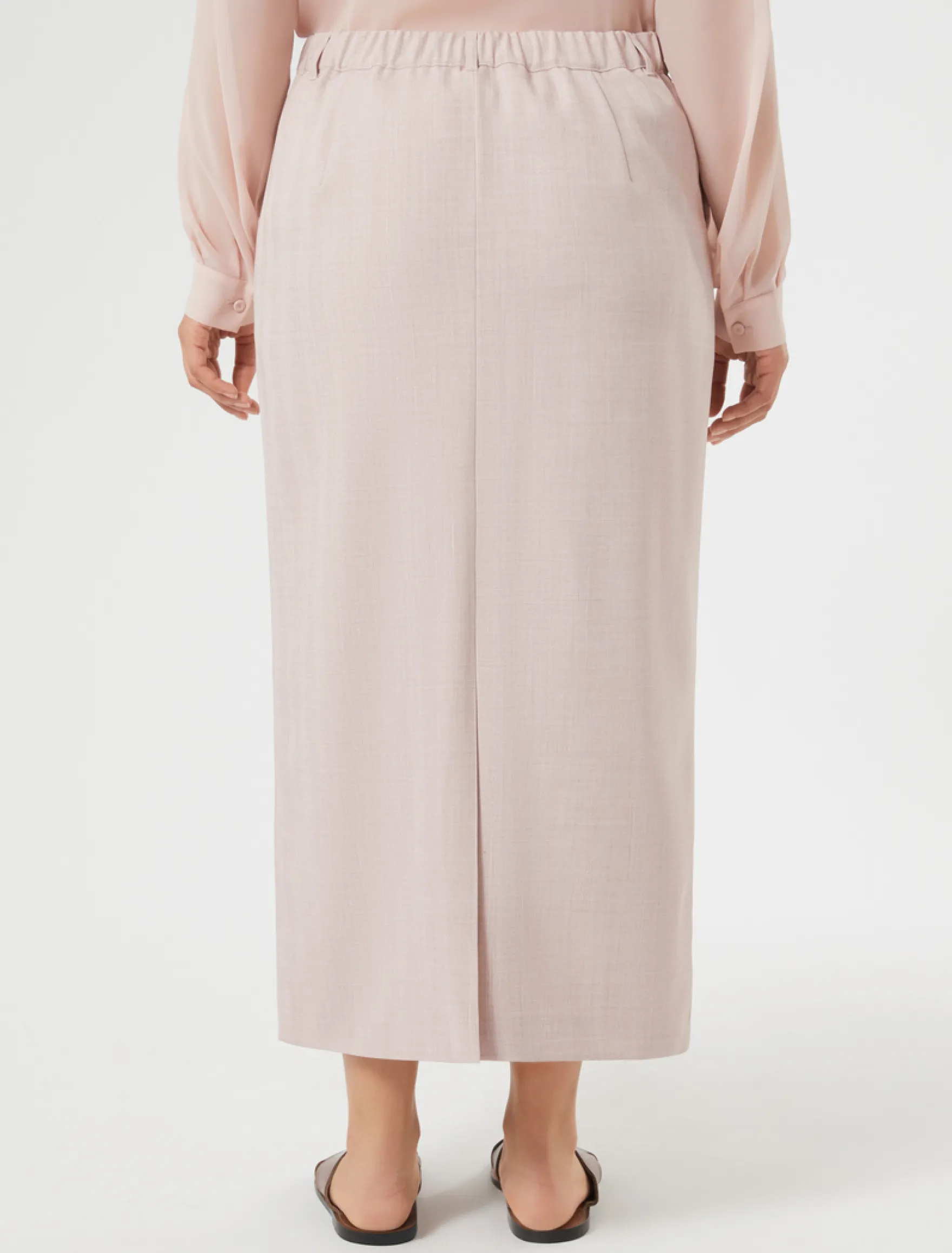 Gonna a tubino in twill - ROSA SFUMATO