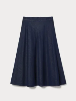 Gonna in denim con ricamo - BLU NOTTE