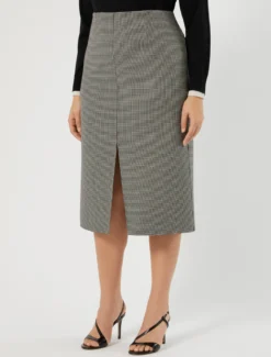 Gonna in double di lana stretch - BIANCO NERO