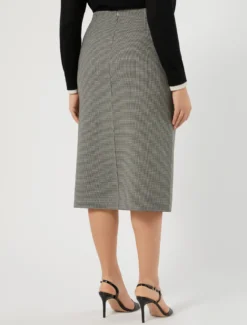 Gonna in double di lana stretch - BIANCO NERO