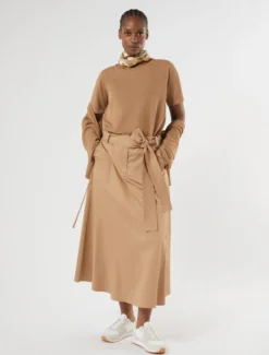 Gonna in gabardina di cotone stretch - BISCOTTO