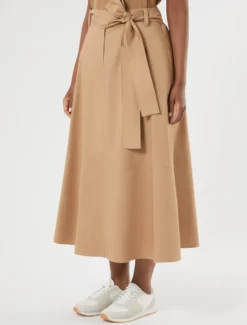 Gonna in gabardina di cotone stretch - BISCOTTO