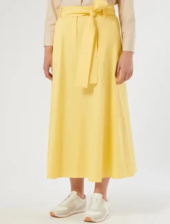 Gonna in gabardina di cotone stretch - GIALLO