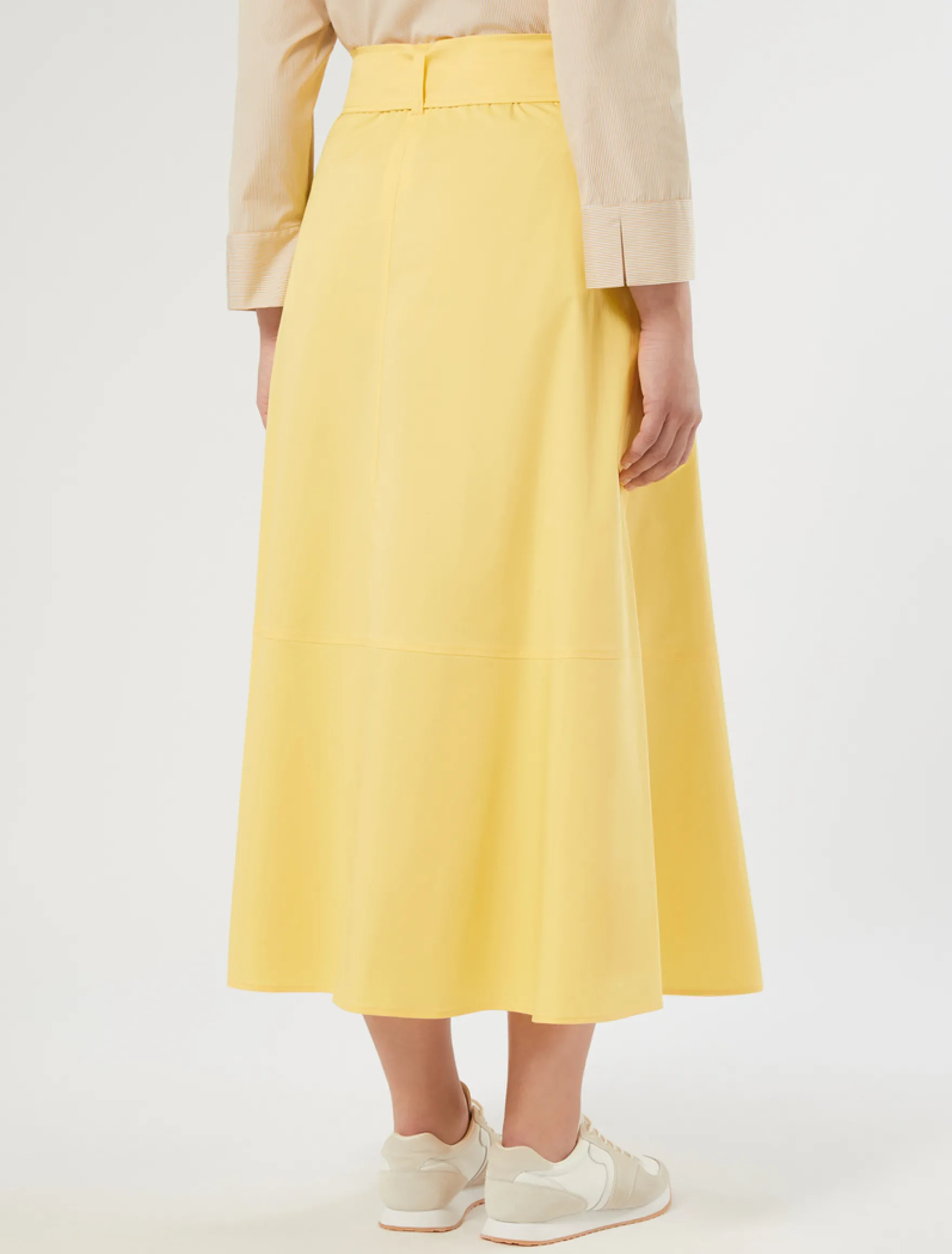 Gonna in gabardina di cotone stretch - GIALLO