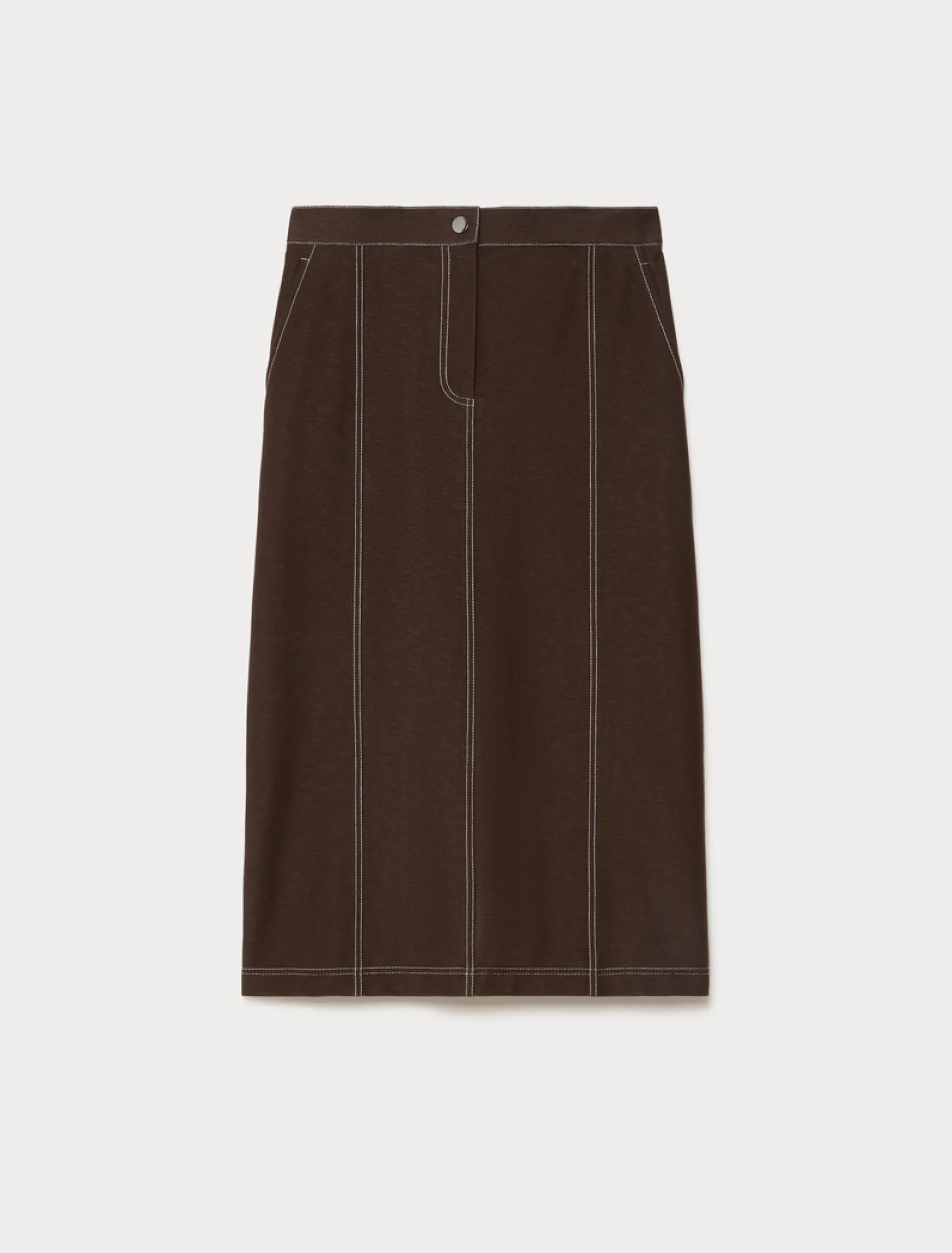 Gonna in jersey denim - MARRONE SCURO
