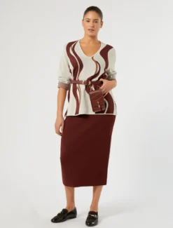 Gonna in maglia di viscosa - BORDEAUX