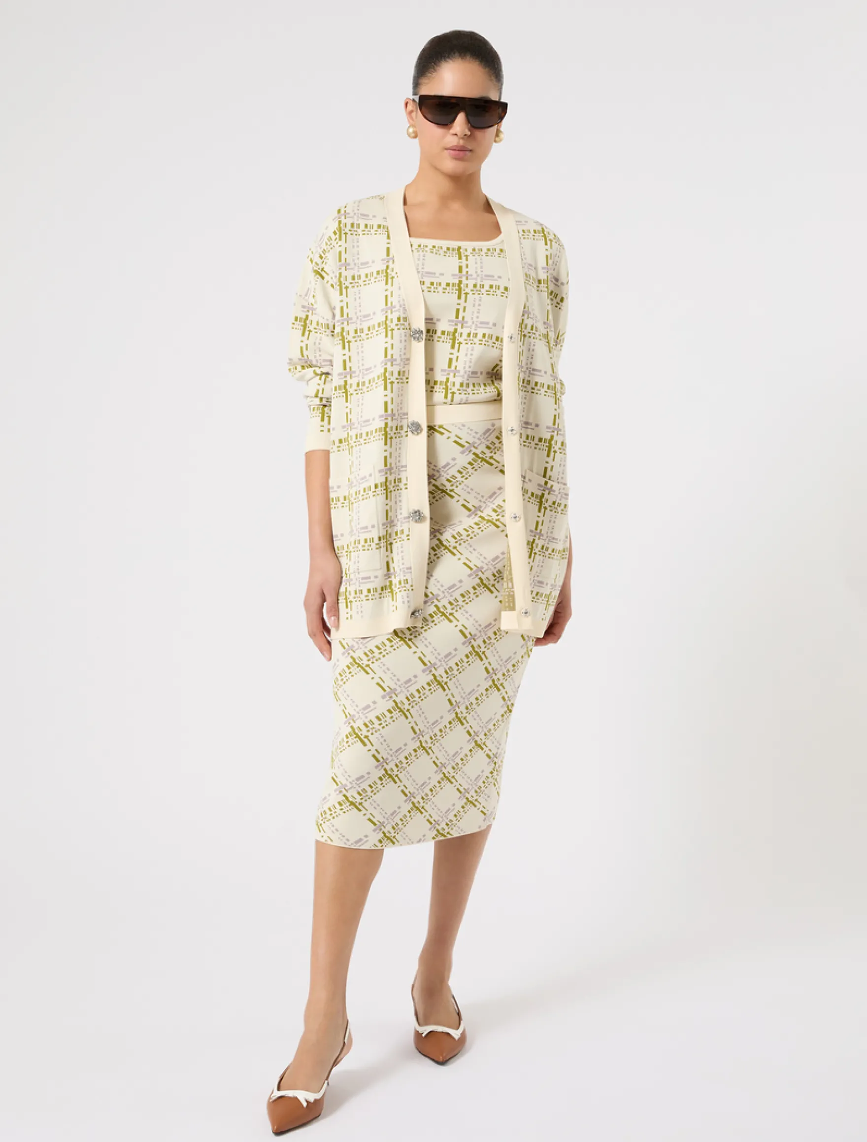 Gonna in maglia jacquard - BIANCO AVORIO