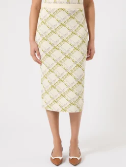 Gonna in maglia jacquard - BIANCO AVORIO