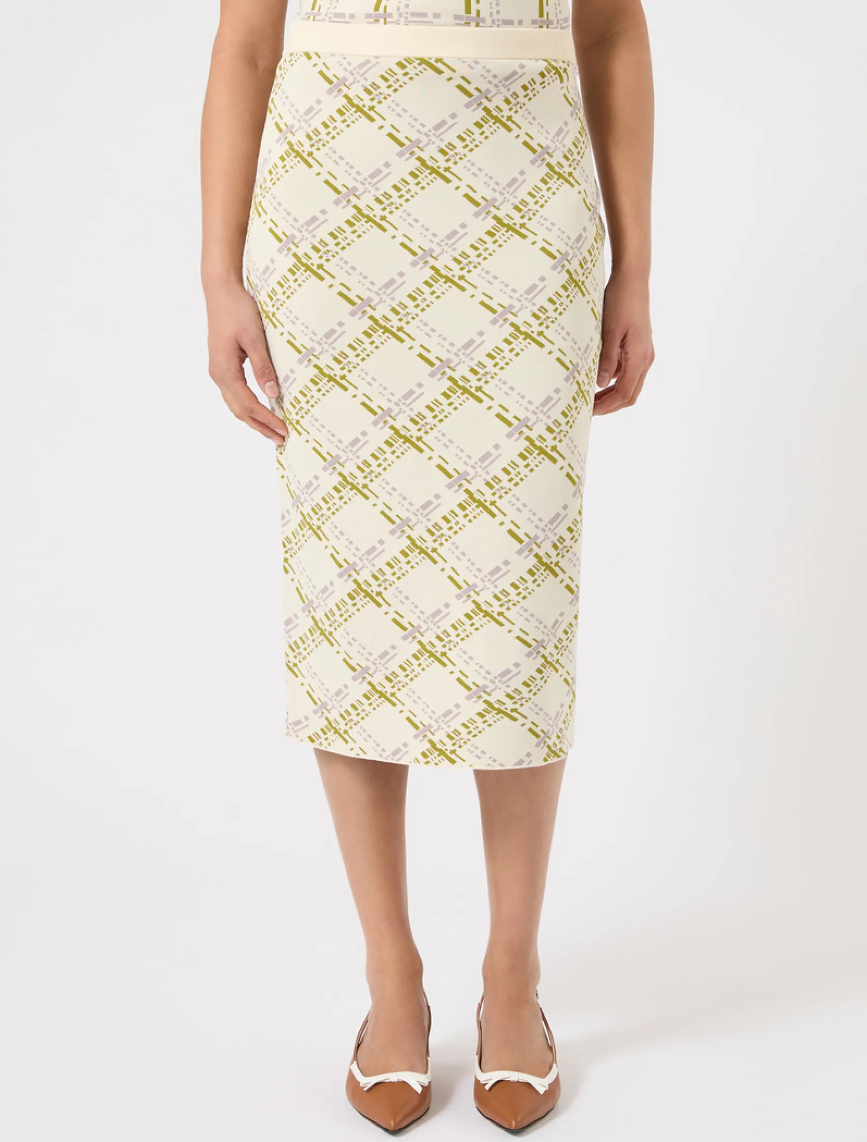 Gonna in maglia jacquard - BIANCO AVORIO