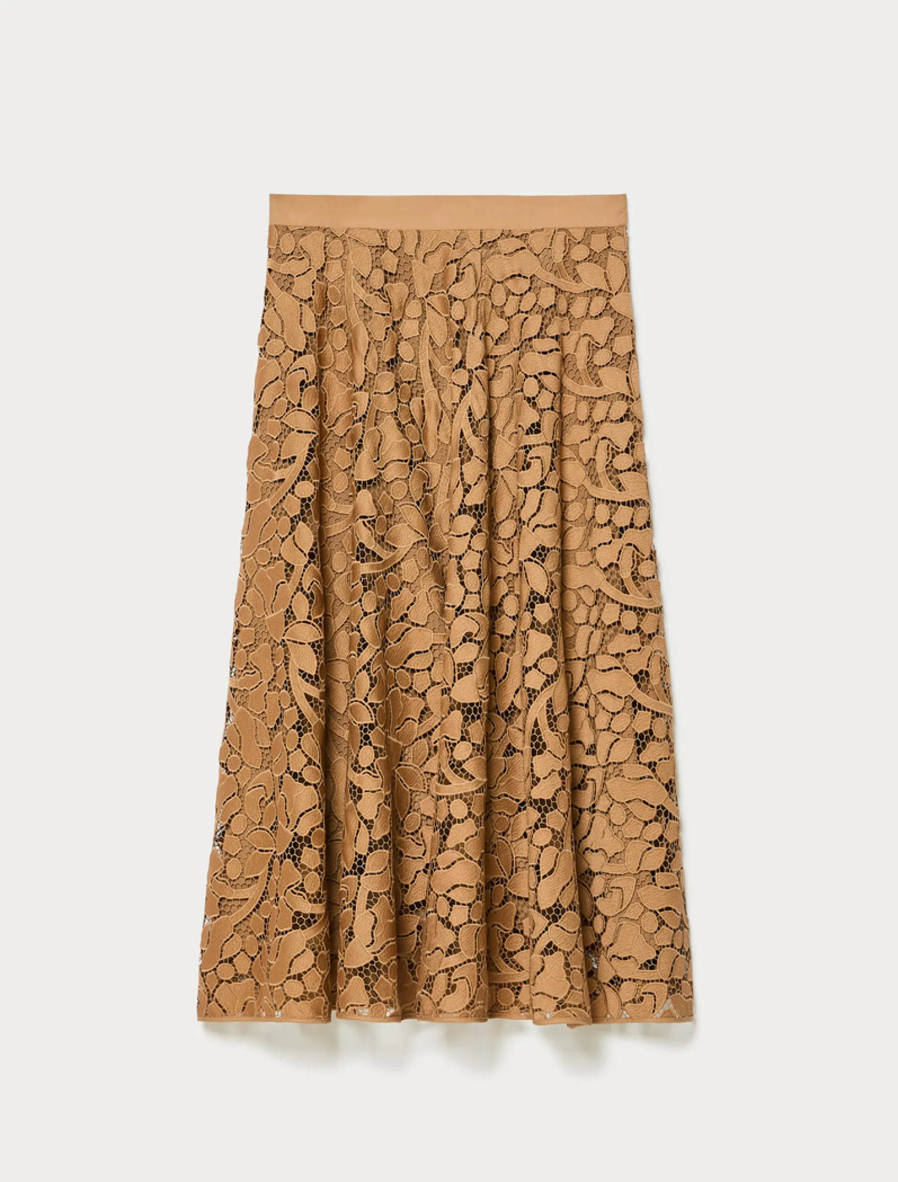 Gonna in pizzo macramè - CAMMELLO