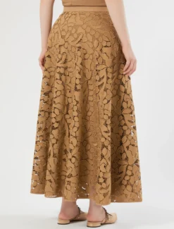 Gonna in pizzo macramè - CAMMELLO