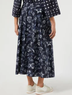 Gonna in popeline di cotone - BLU