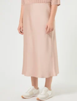 Gonna in raso fluido - ROSA ANTICO