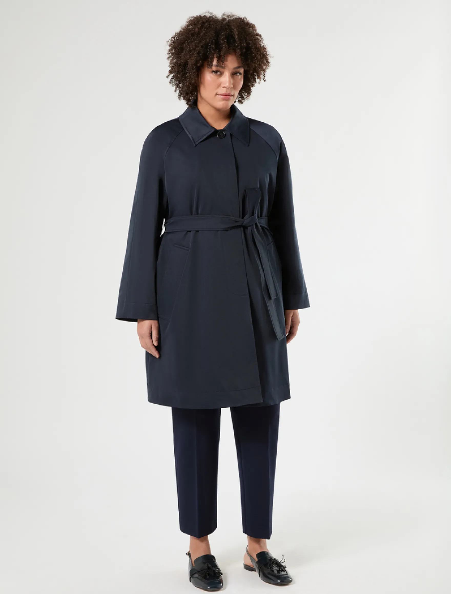 Impermeabile in gabardina antigoccia - BLU NOTTE