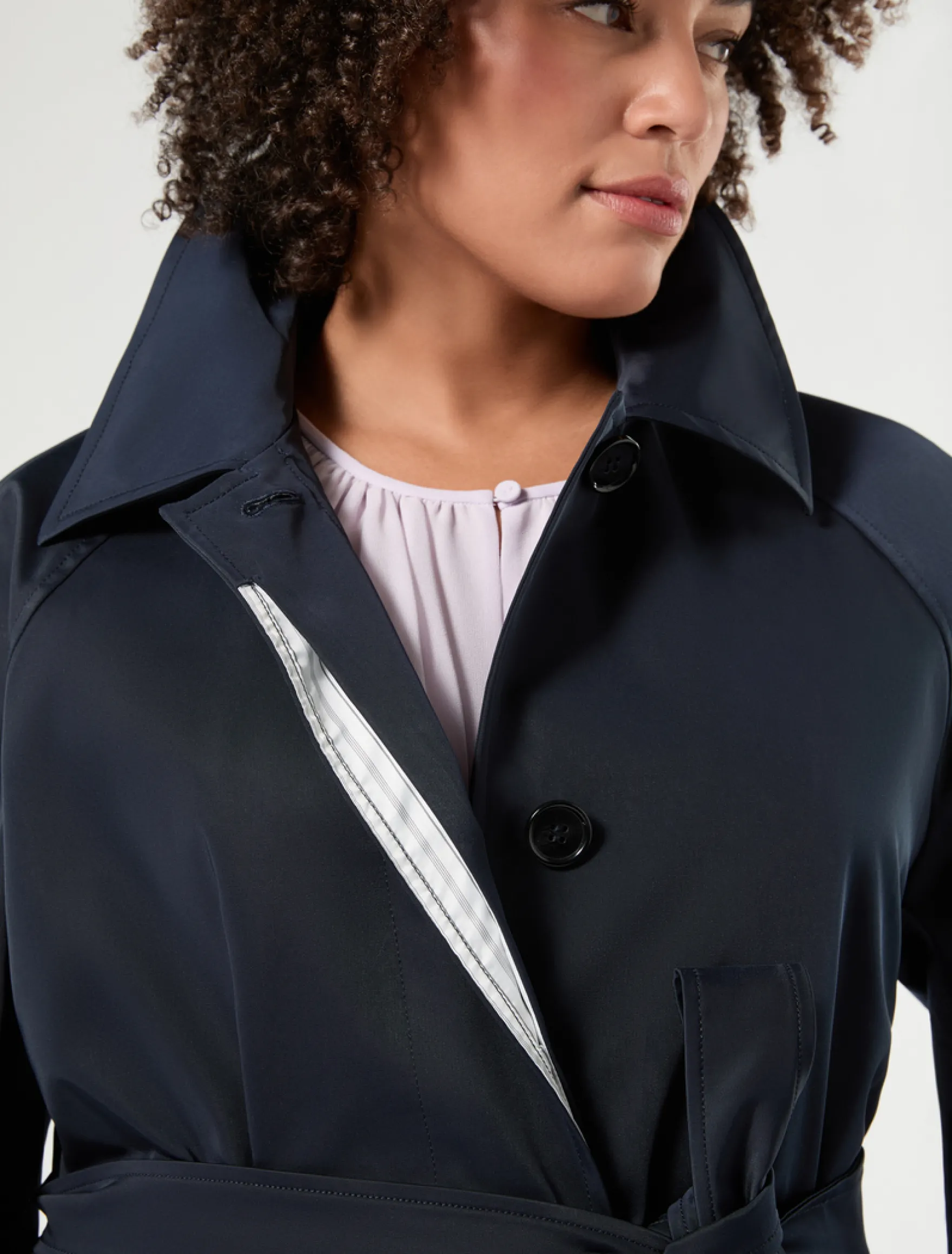 Impermeabile in gabardina antigoccia - BLU NOTTE