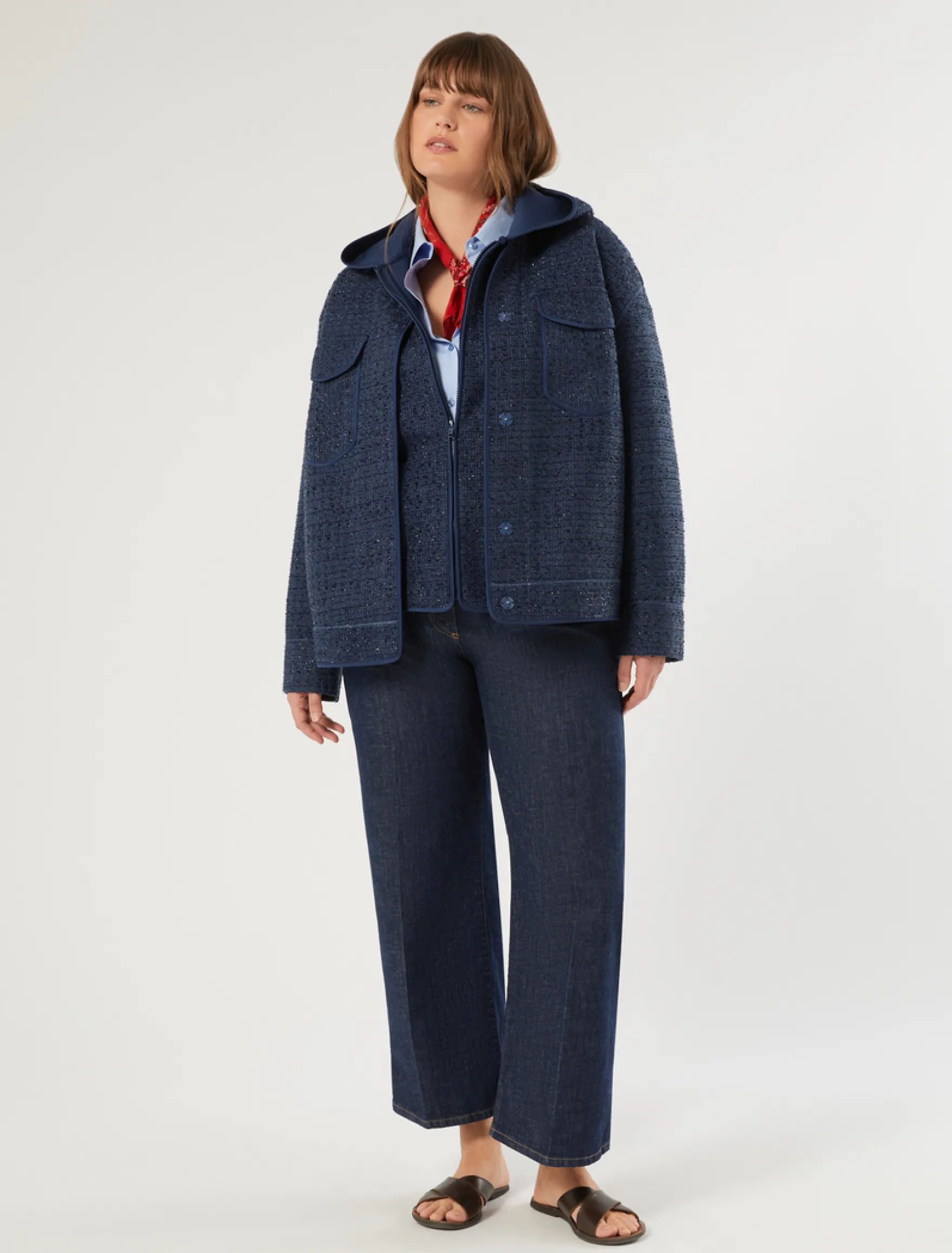 Jeans ampi in denim stretch - BLU NOTTE