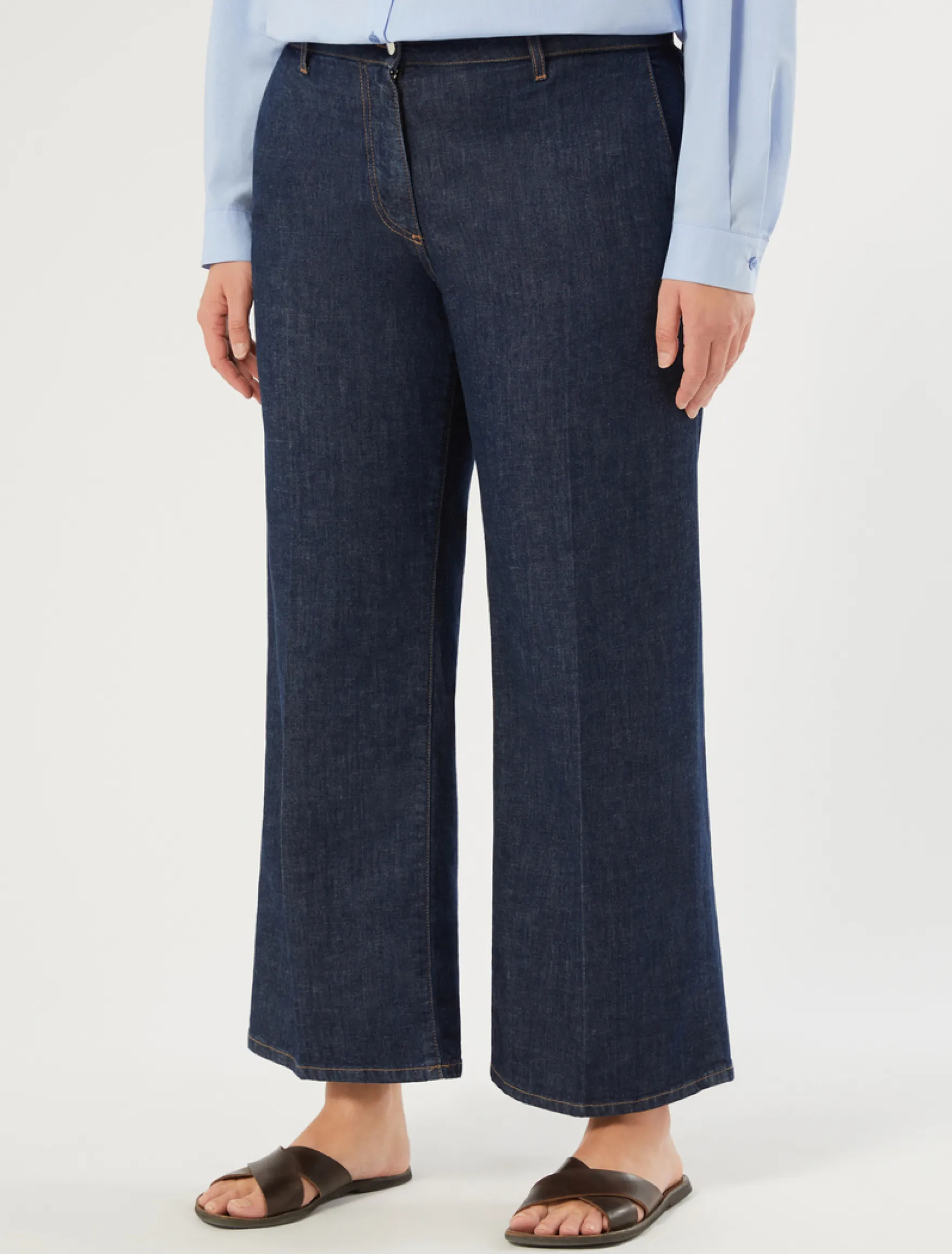 Jeans ampi in denim stretch - BLU NOTTE