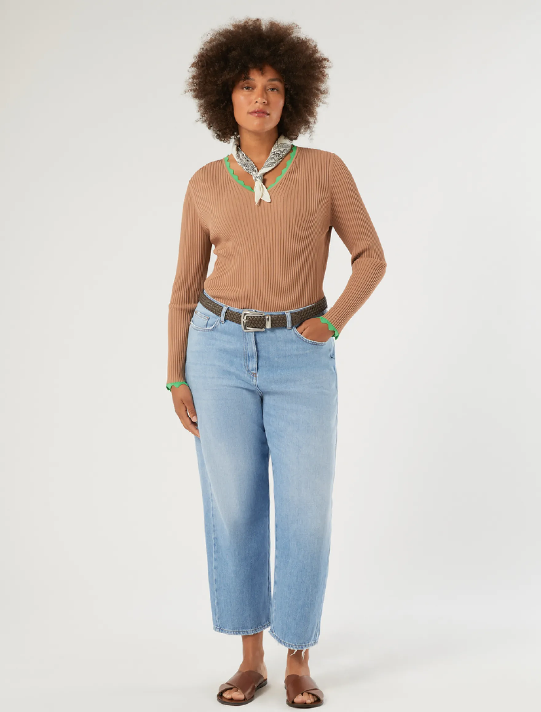 Jeans barrel in denim stretch - BLU NOTTE