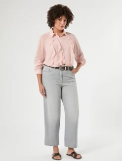Jeans barrel in denim stretch - GRIGIO MEDIO