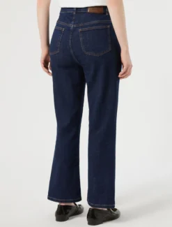 Jeans cropped in denim di misto cotone - BLU NOTTE