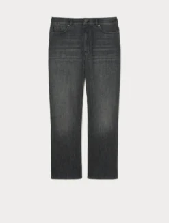 Jeans cropped in denim di misto cotone - NERO