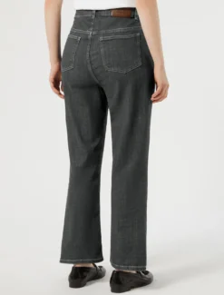 Jeans cropped in denim di misto cotone - NERO