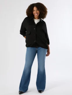 Jeans flare in denim di cotone - BLU NOTTE
