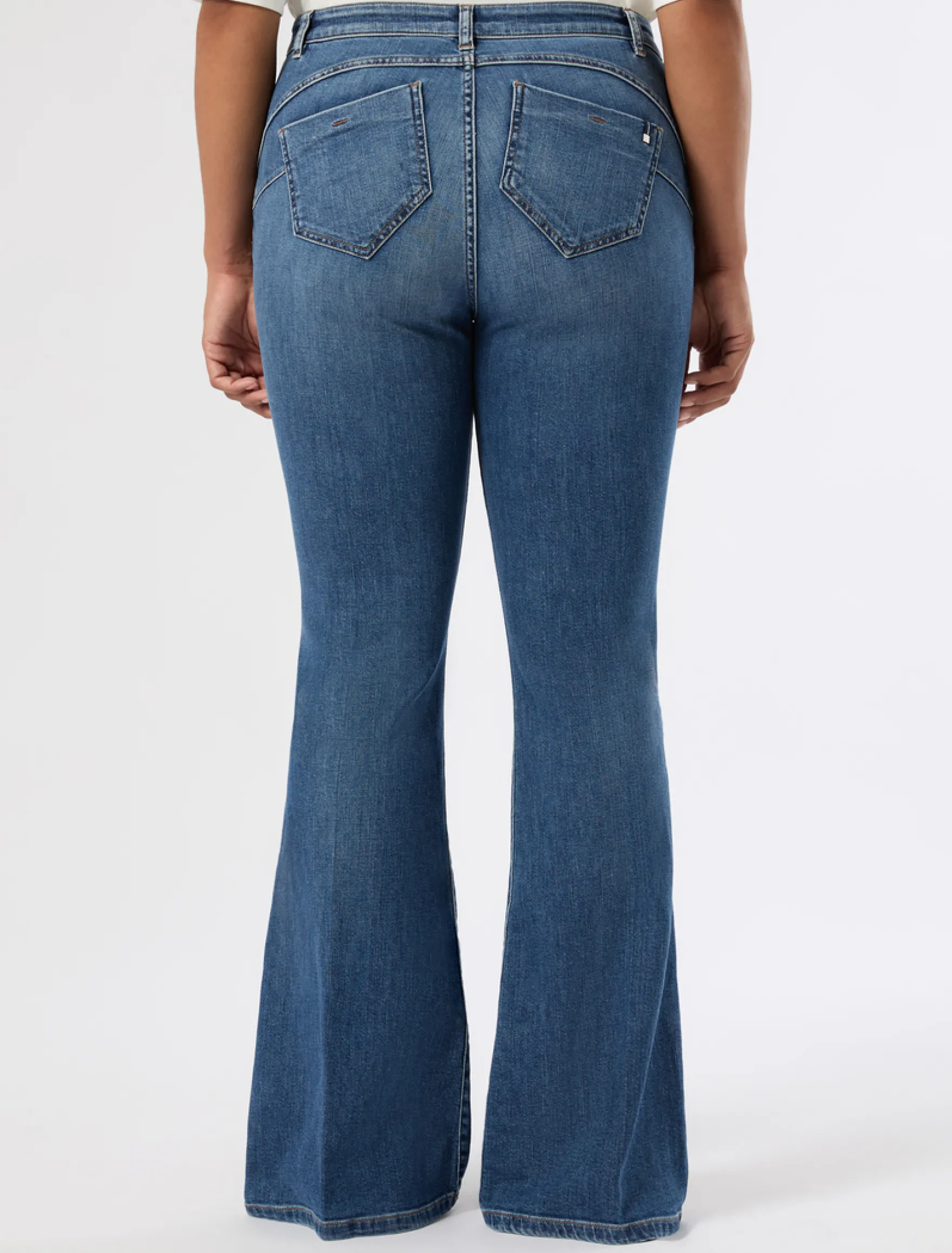 Jeans flare in denim di cotone - BLU NOTTE