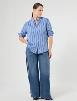 Jeans in denim di cotone tencel - BLU MARINO