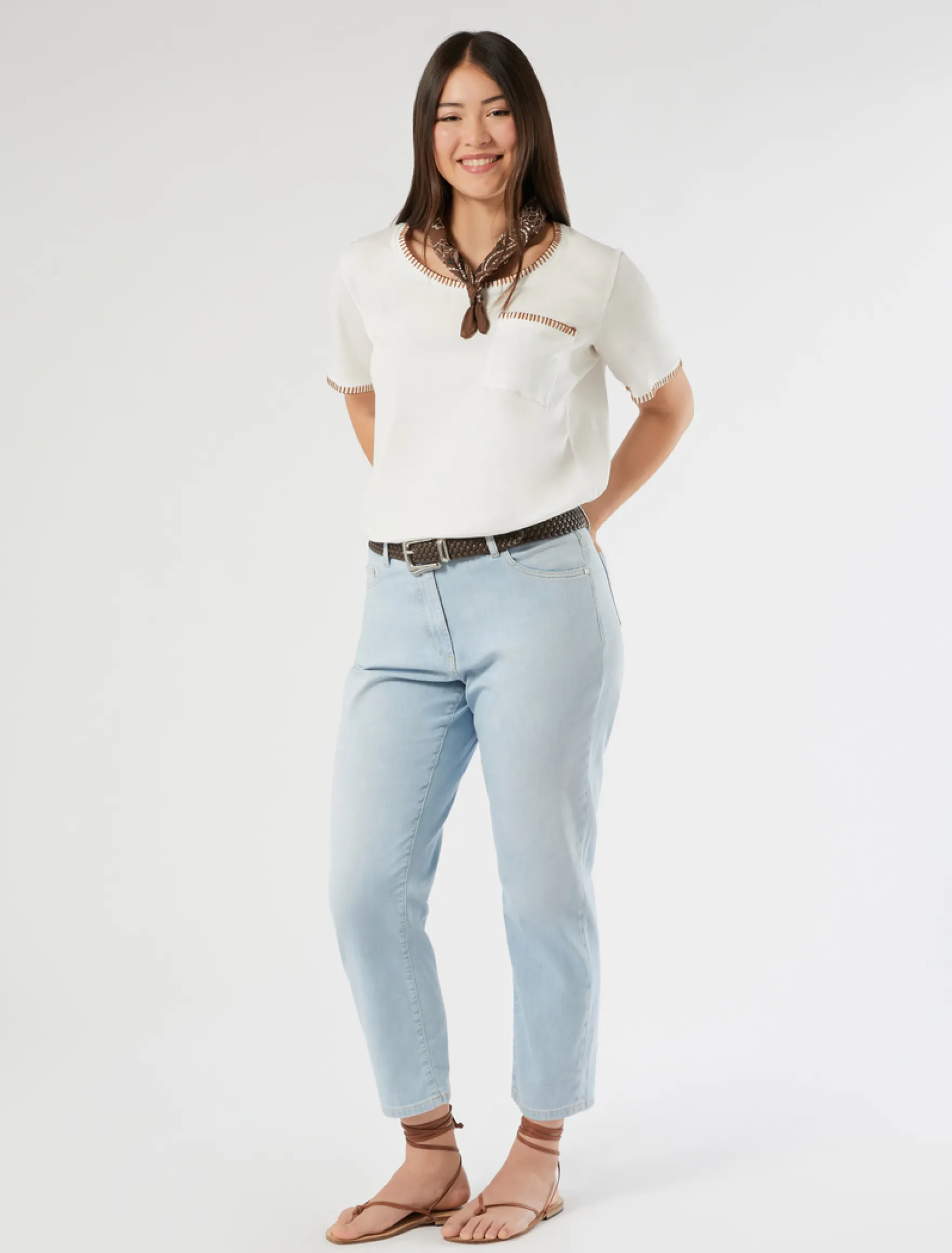 Jeans slim fit in cotone tencel - AZZURRO