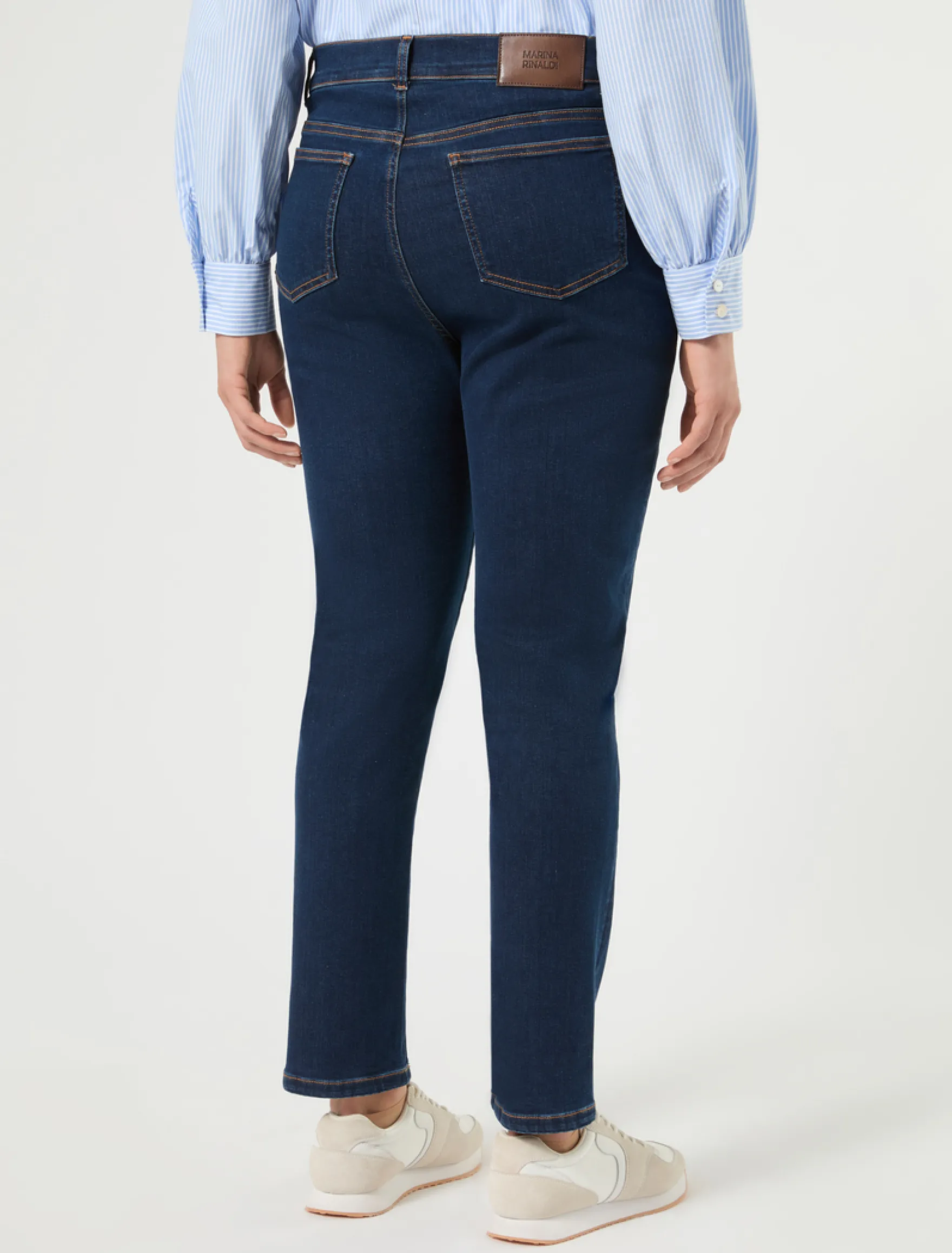 Jeans slim in denim di misto cotone - BLU NOTTE