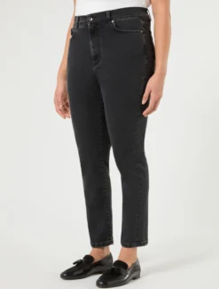 Jeans slim in denim di misto cotone - NERO