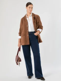 Jeans wide leg in denim di misto cotone - BLU NOTTE