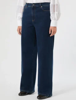 Jeans wide leg in denim di misto cotone - BLU NOTTE