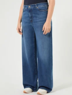Jeans wide leg in denim stretch - BLU