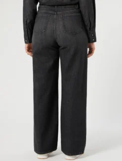 Jeans wide leg in denim stretch - NERO