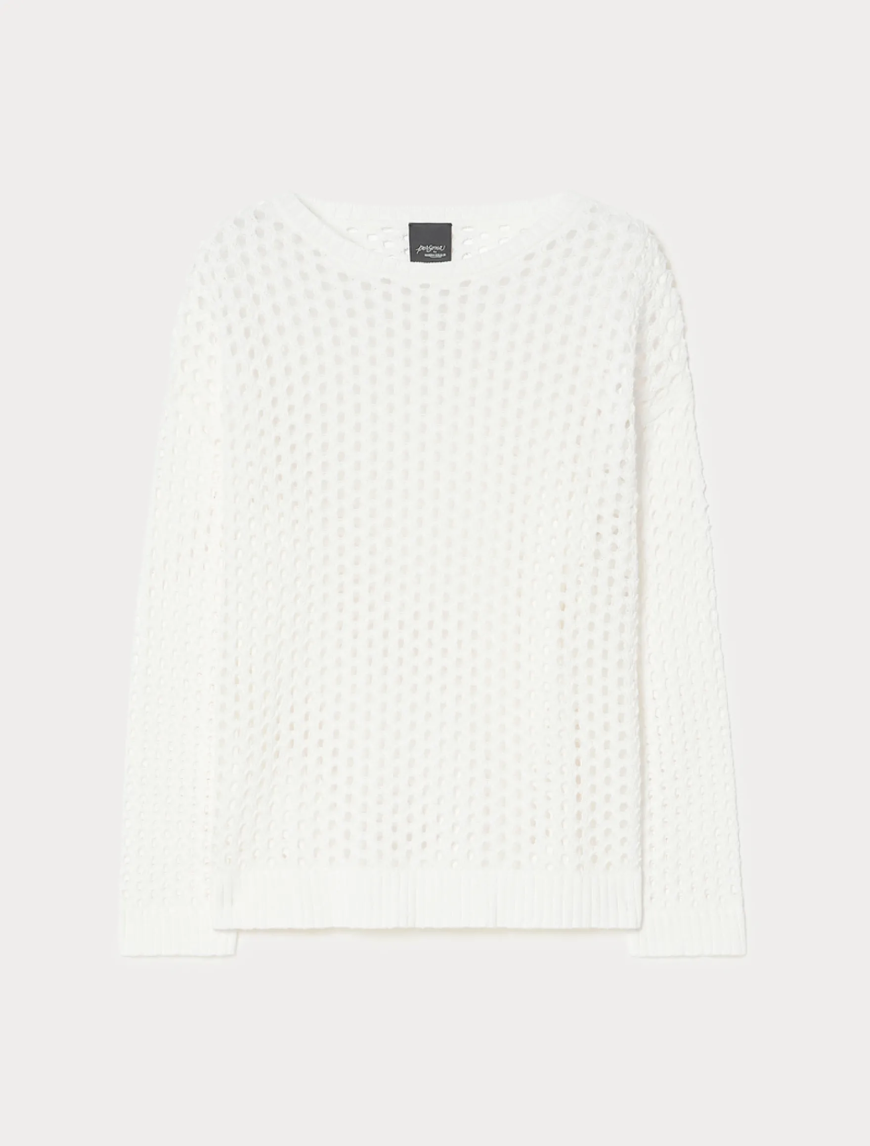 Maglia boxy in cotone traforato - BIANCO