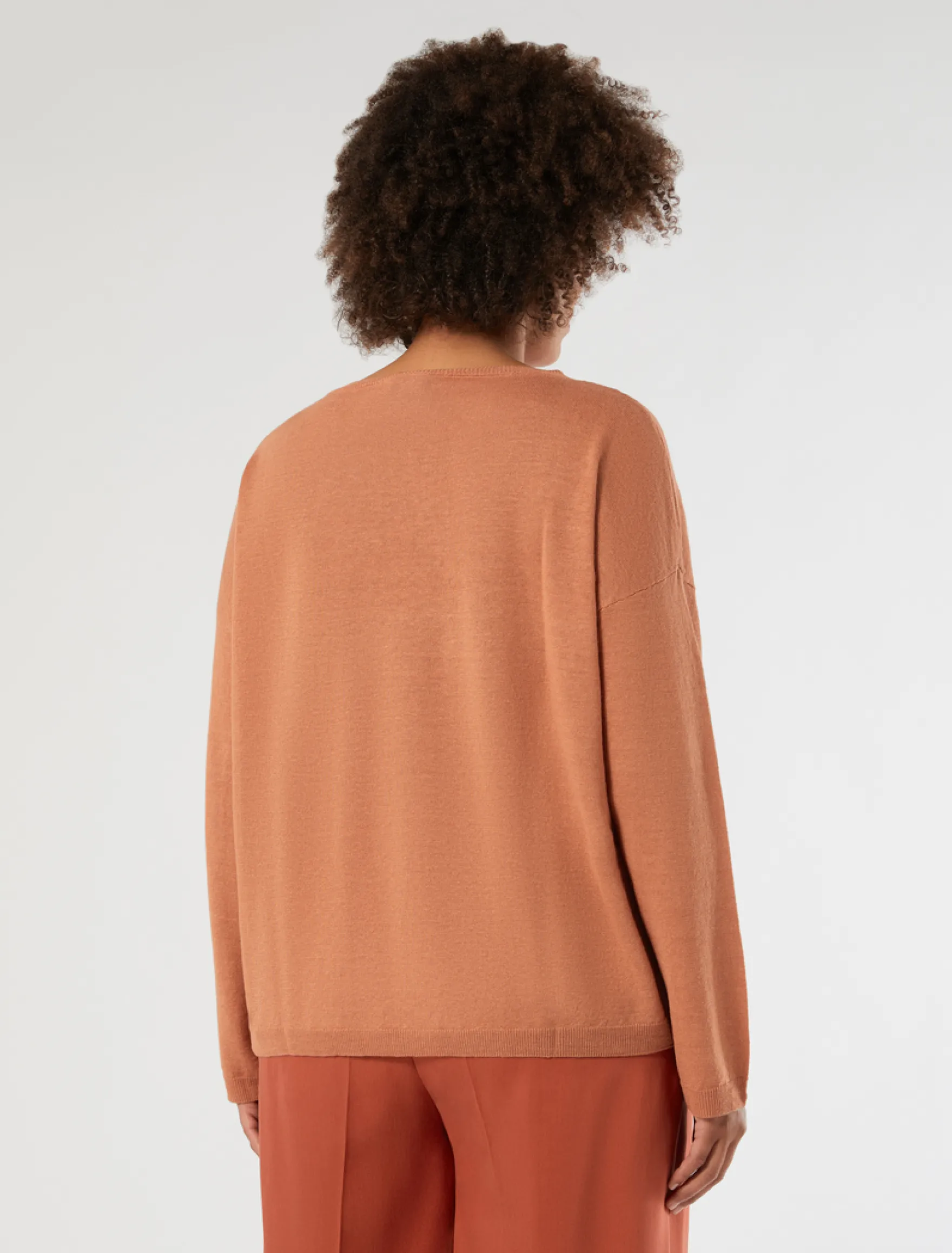 Maglia boxy in lino e cotone - RAME