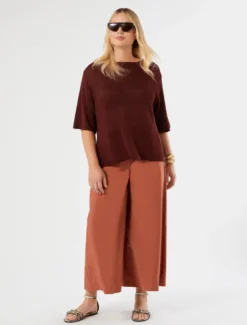 Maglia in cordonetto di lino - BORDEAUX