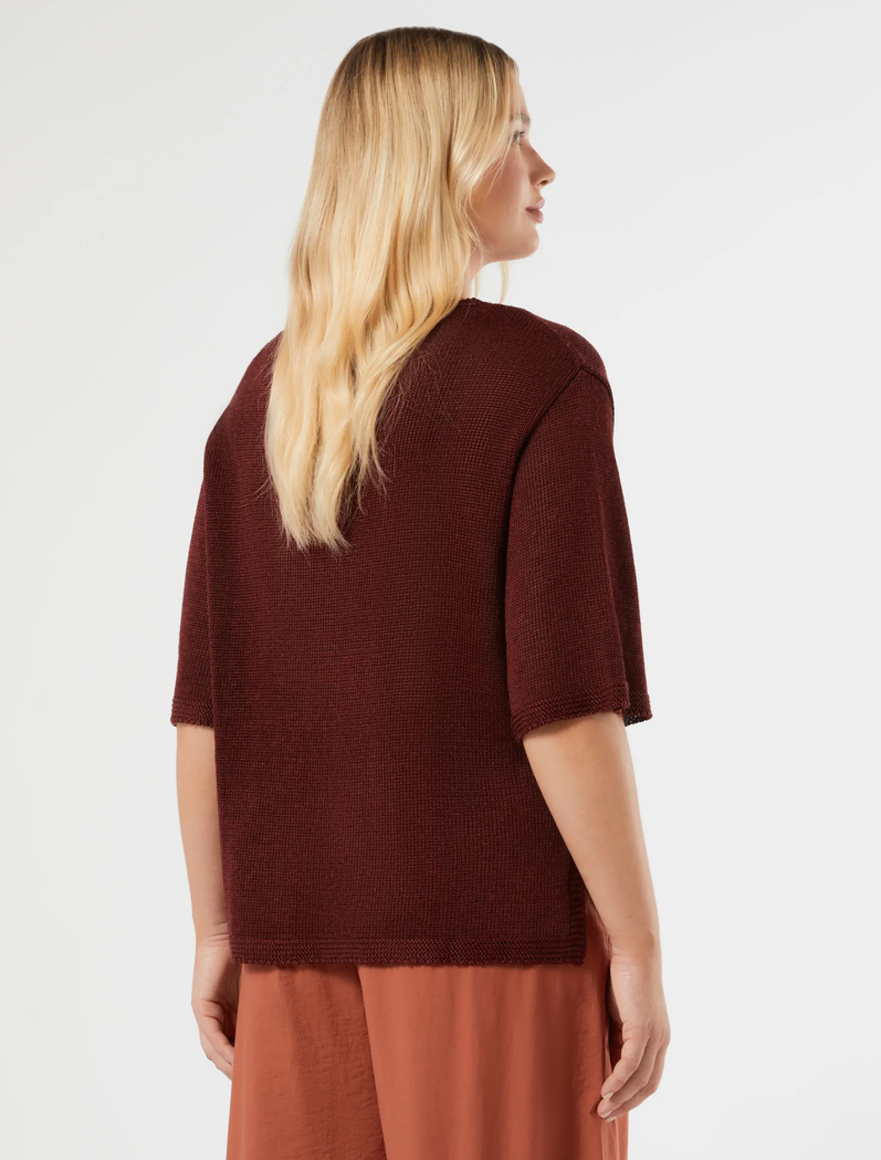 Maglia in cordonetto di lino - BORDEAUX