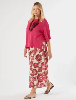 Maglia in cordonetto di lino - FUXIA