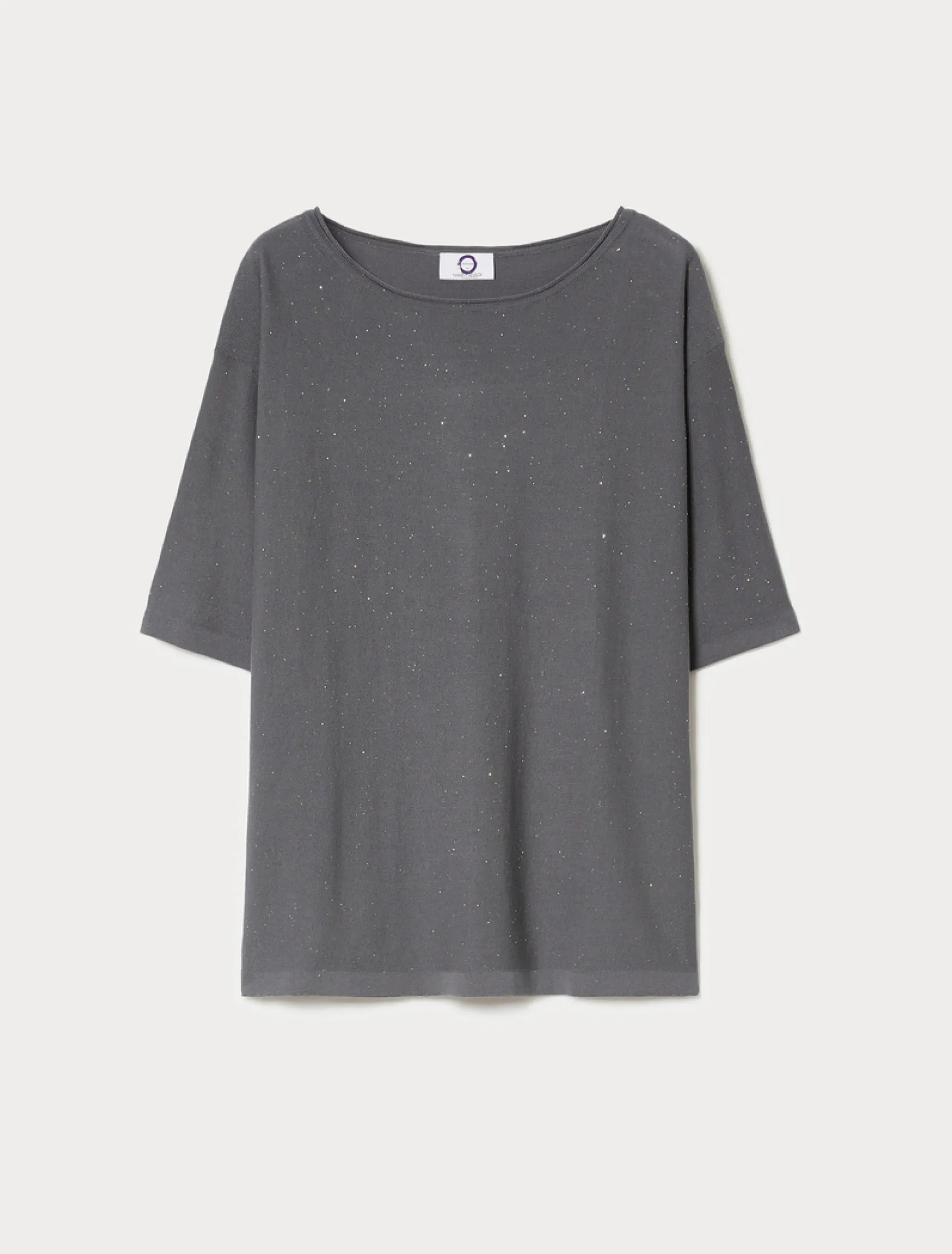 Maglia in cotone con paillettes - GRIGIO MEDIO
