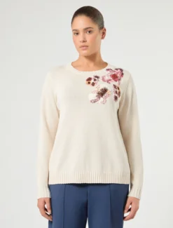 Maglia in cotone con patch - BIANCO