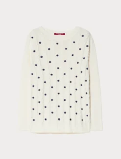 Maglia in cotone con ricamo - AVORIO