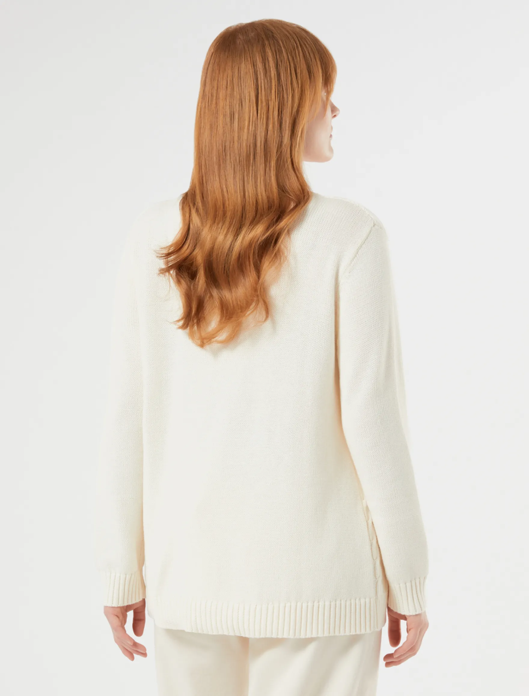 Maglia in cotone con ricamo - AVORIO