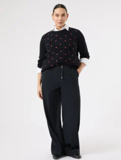 Maglia in cotone con ricamo - BLU