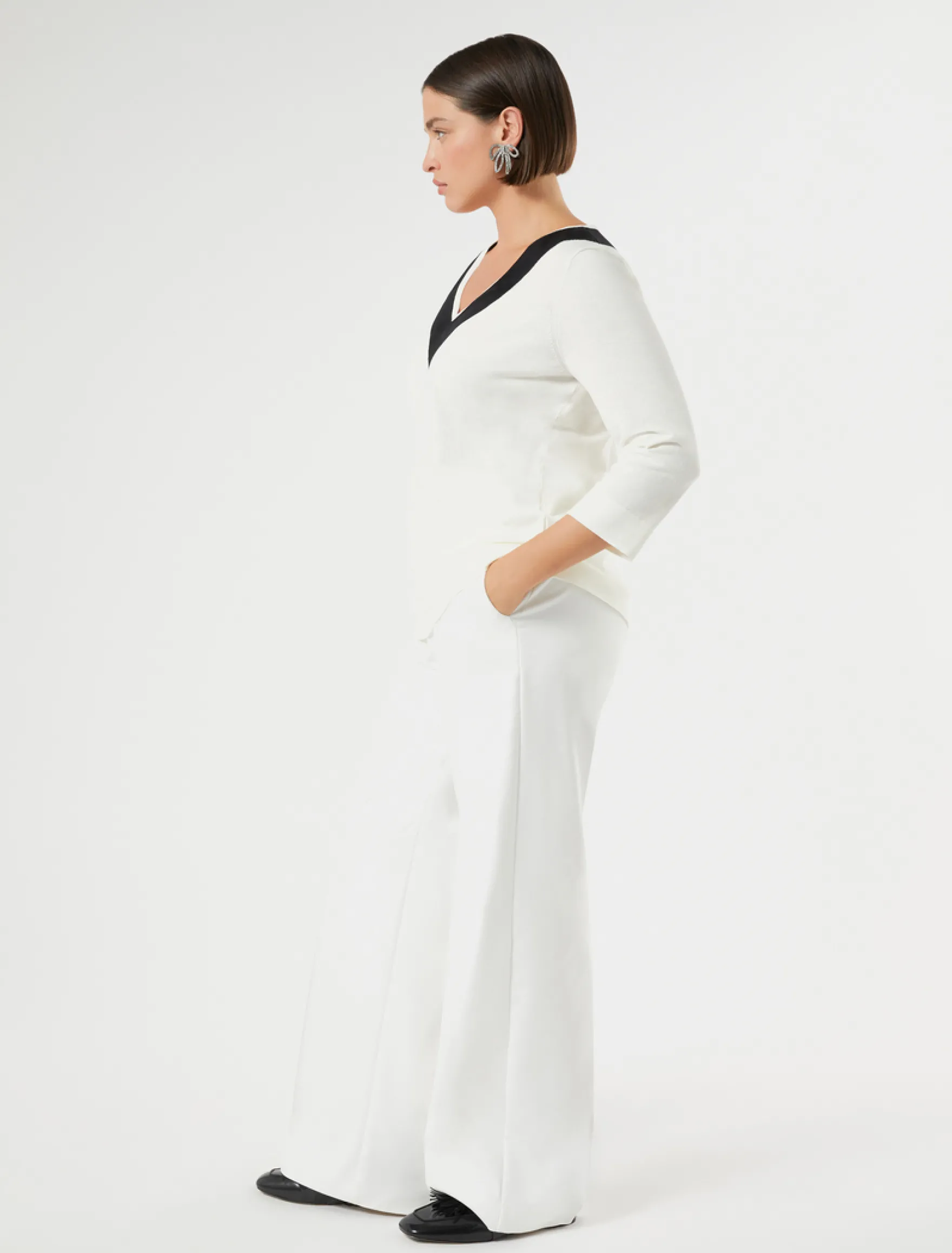 Maglia in cotone crêpe - BIANCO