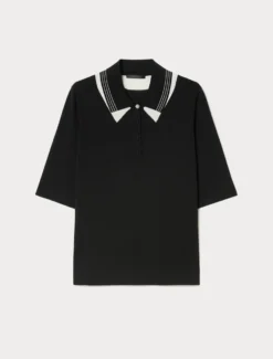 Maglia in cotone crêpe - NERO